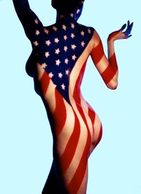 A Very Hot Naked Chick In American Flag Body Paint. Yay, America!